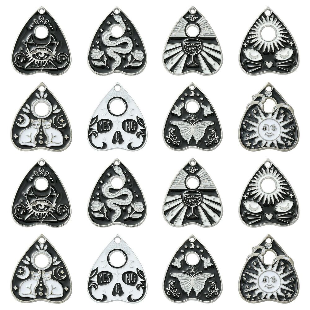 8699 40pcs 8 Styles Enamel Tarot Charms - Snake Butterfly Celestial Cat